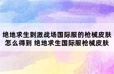 绝地求生刺激战场国际服的枪械皮肤怎么得到 绝地求生国际服枪械皮肤